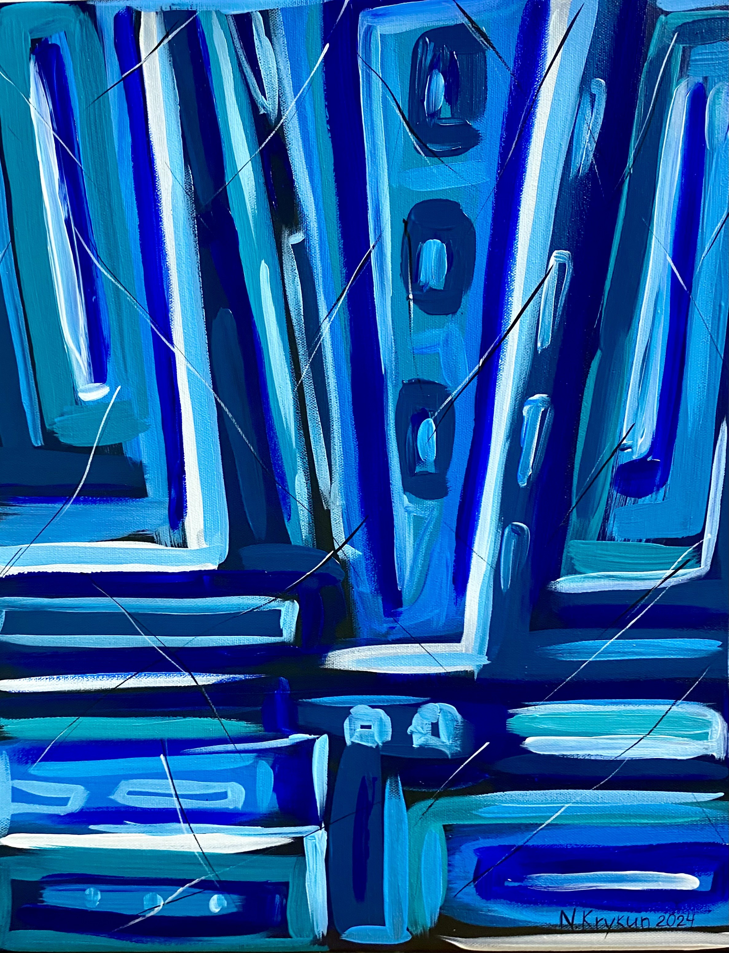Nataliia Krykun, Flower series 11 - spring garden, blue violet pink energy expression abstraction Nataliia Krykun, Flower series 11 - spring garden, blue violet pink energy expression abstraction