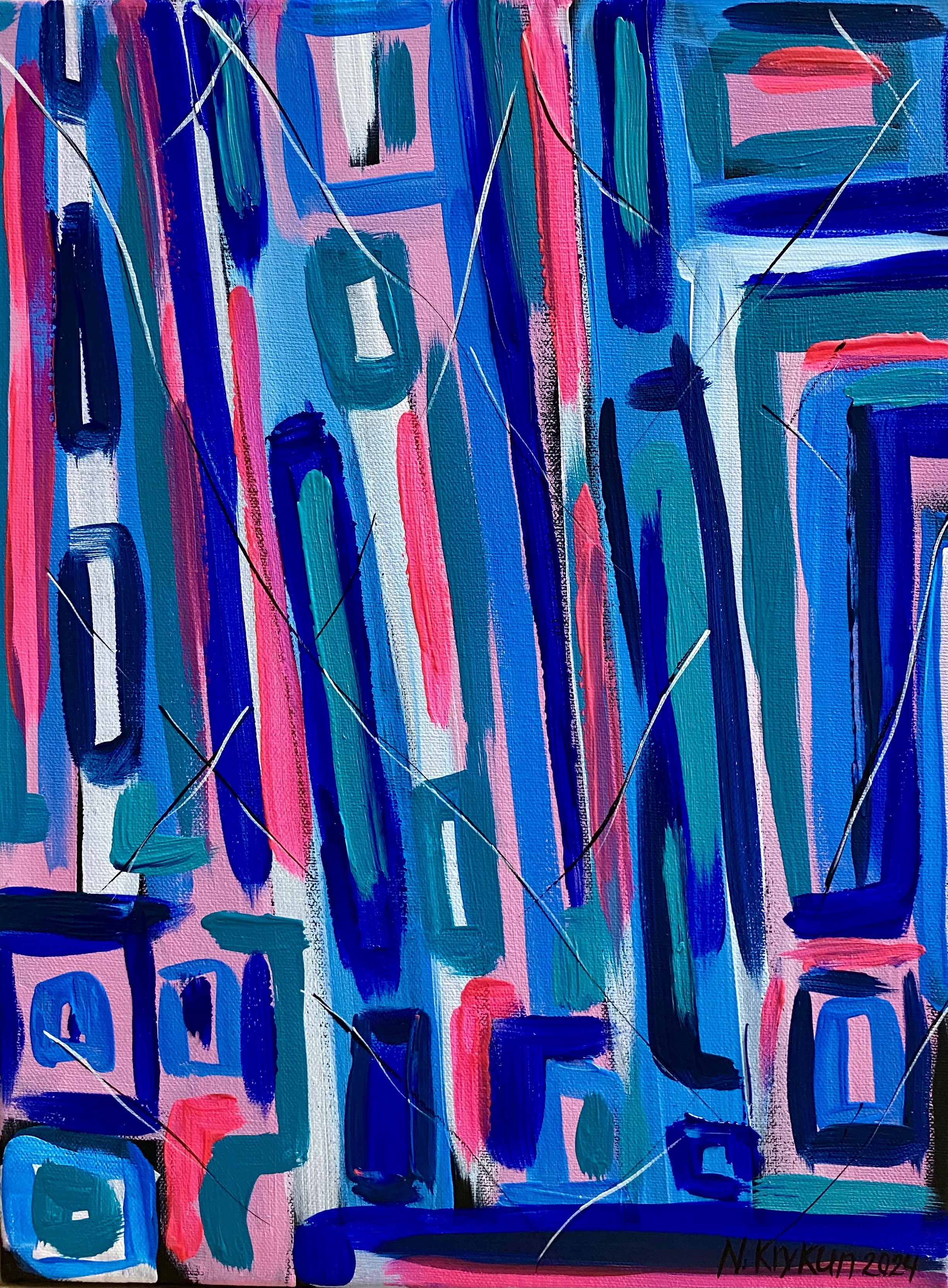 Nataliia Krykun, Flower series 12 - spring garden, blue violet pink energy expression abstraction (1) Nataliia Krykun, Flower series 12 - spring garden, blue violet pink energy expression abstraction (1)