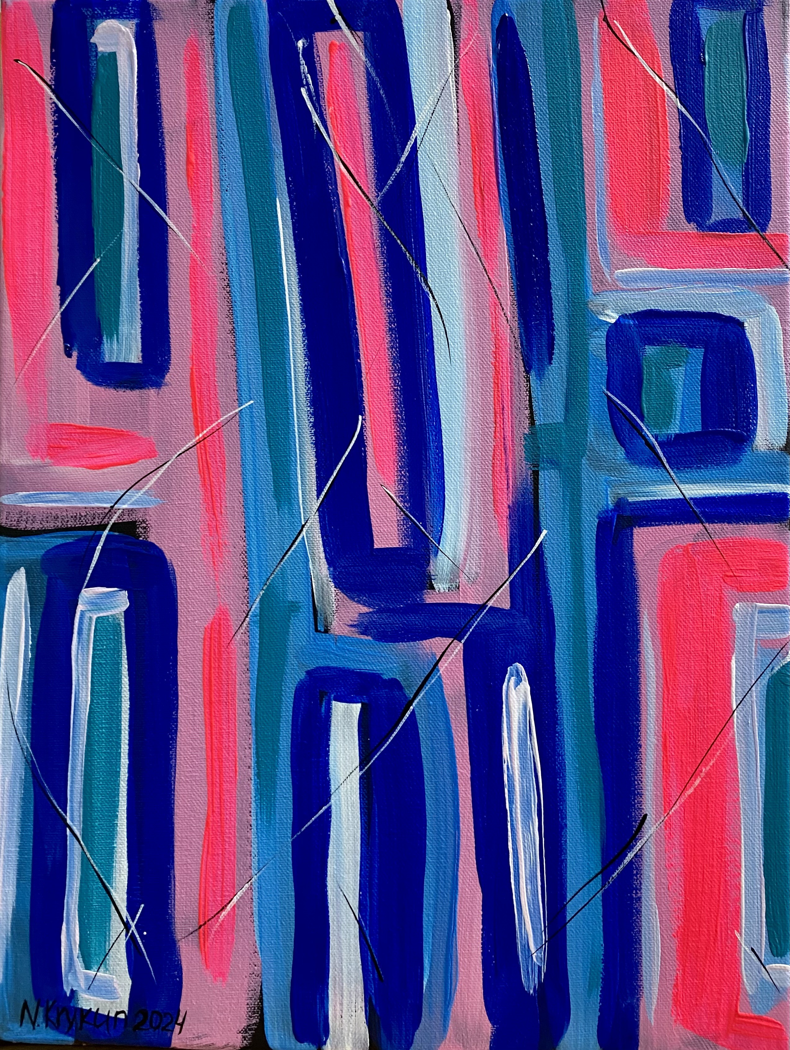 Nataliia Krykun, Flower series 13 - spring garden, blue violet pink energy expression abstraction Nataliia Krykun, Flower series 13 - spring garden, blue violet pink energy expression abstraction
