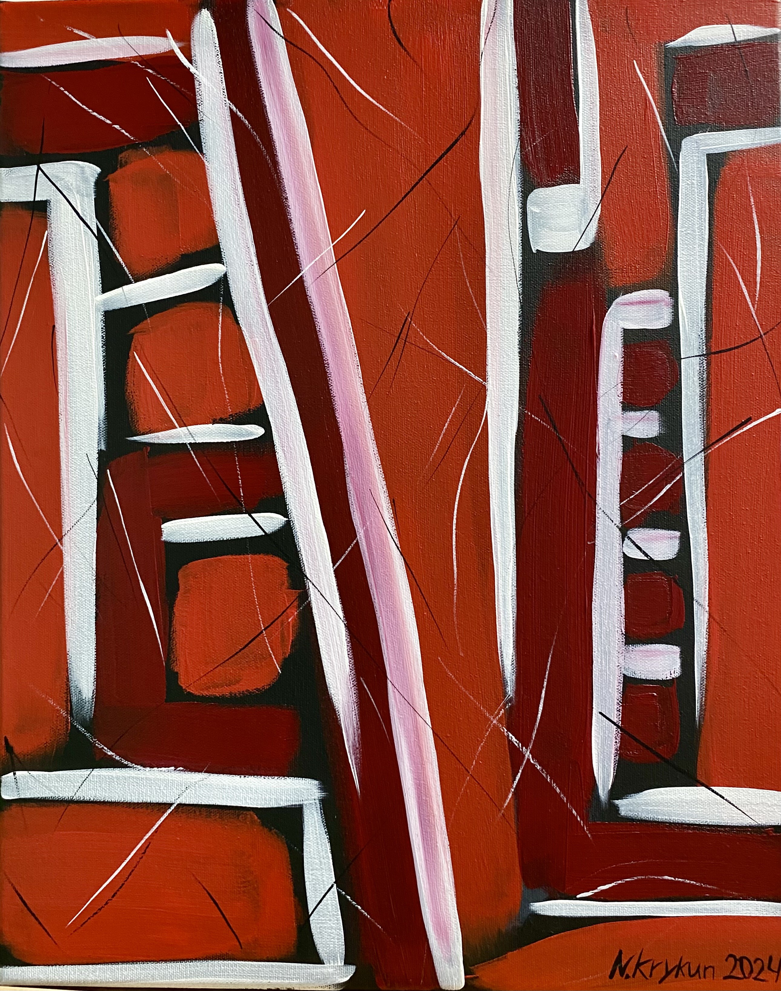 Nataliia Krykun, Flower series 16 - spring gardens, blue violet pink exspressionism Nataliia Krykun, Flower series 16 - spring gardens, blue violet pink exspressionism
