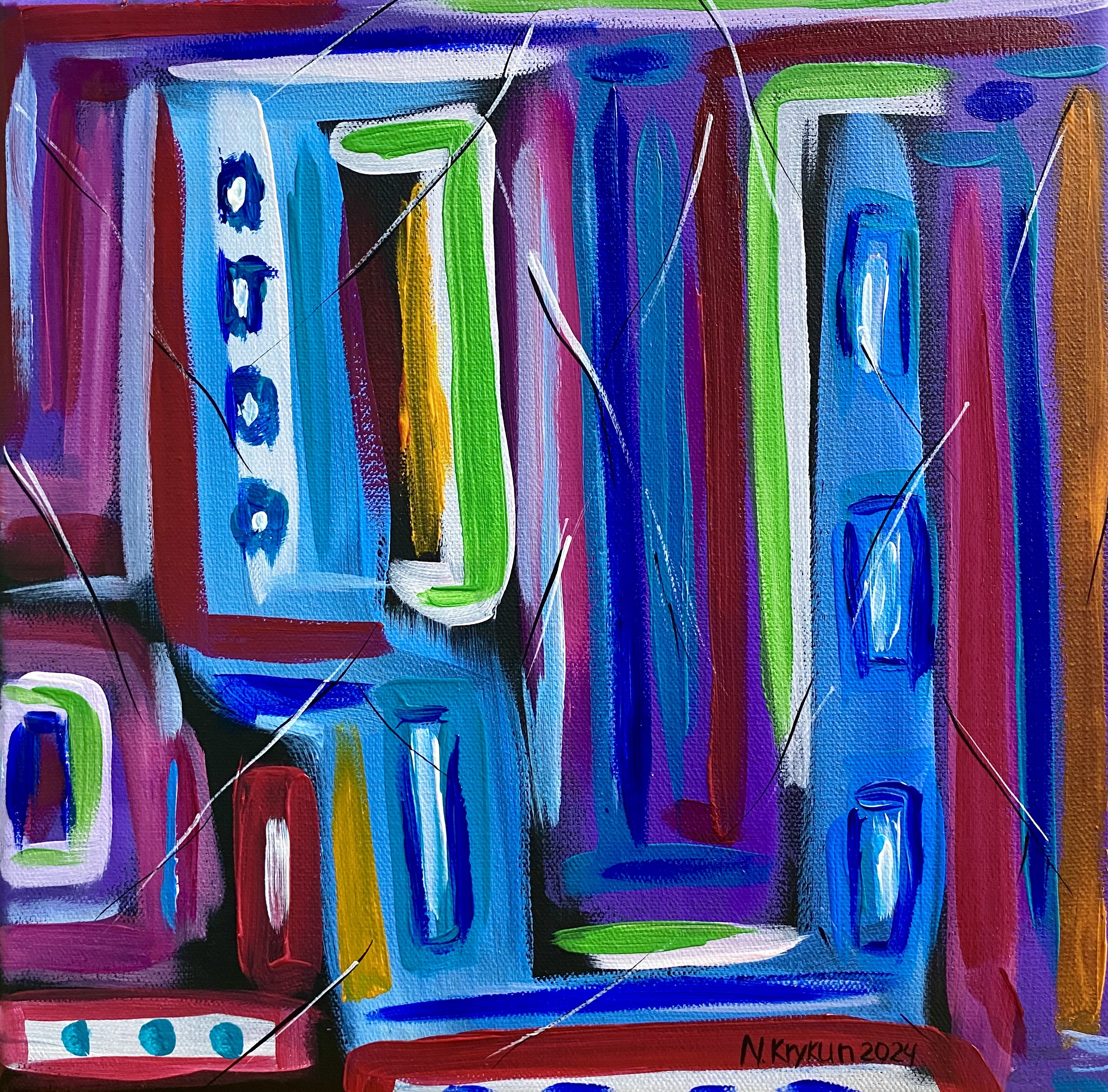 Nataliia Krykun, Flower series 15 - spring gardens, blue violet pink exspressionism Nataliia Krykun, Flower series 15 - spring gardens, blue violet pink exspressionism