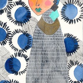 Peinture, Femme africaine, Gris De Garance