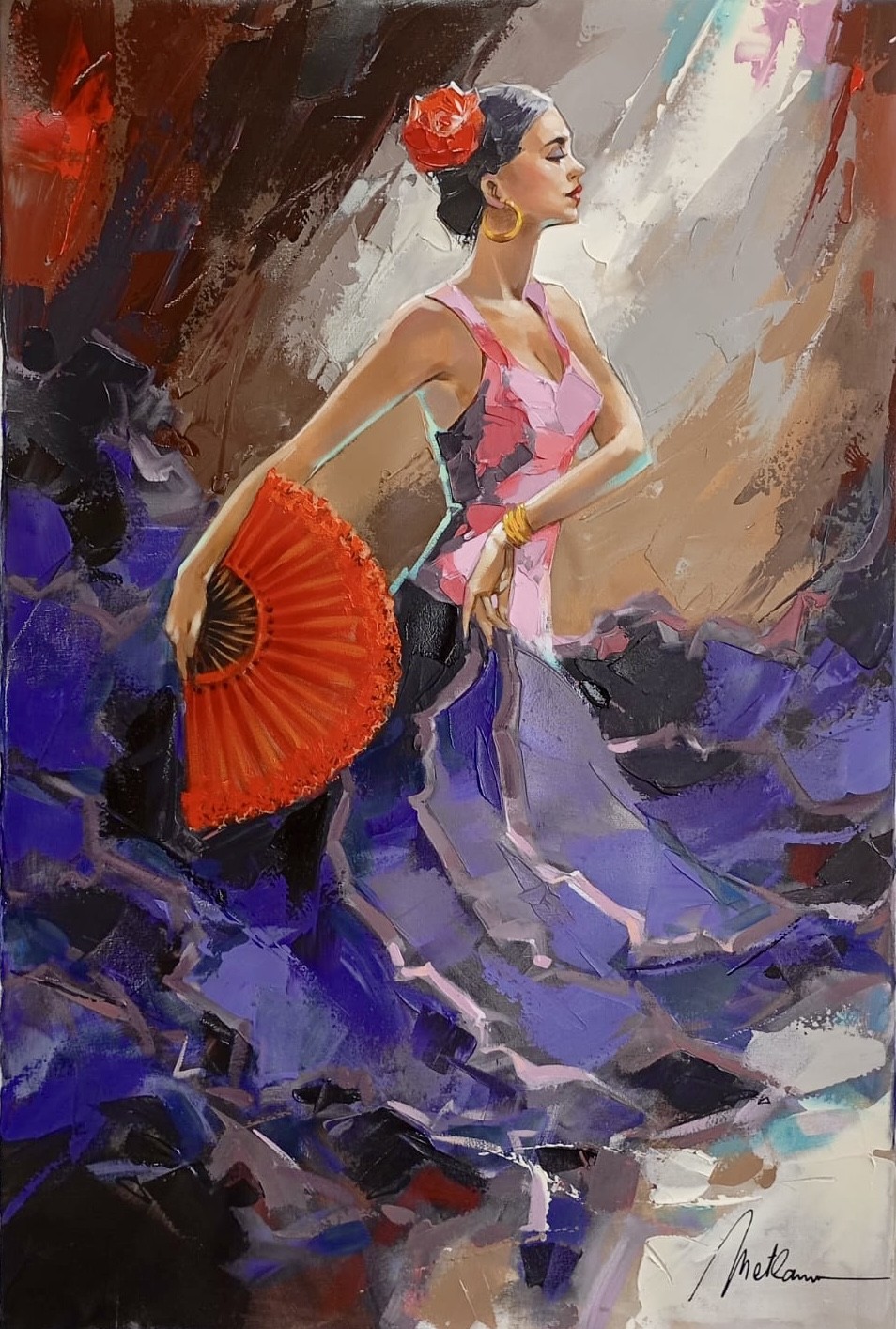 Anatoly Metlan, Lady with a hand fan Anatoly Metlan, Lady with a hand fan