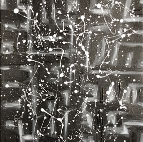Painting, Starry sky black and white abstraction dropping Pop Art, Nataliia Krykun