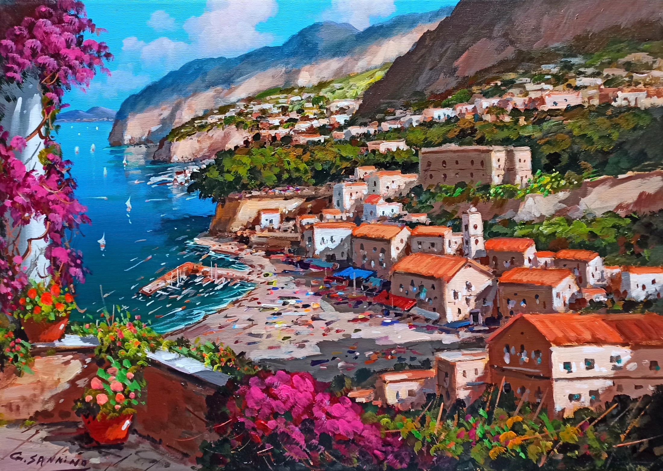 Gio Sannino, Flowery belvedere - Sorrento painting seaside Gio Sannino, Flowery belvedere - Sorrento painting seaside