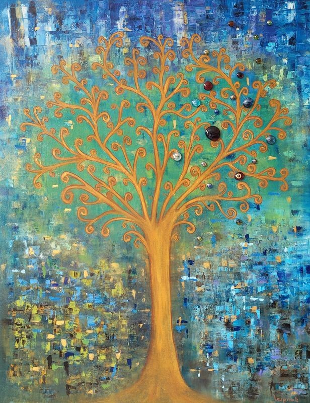 Nadine de Lespinats, Inspiration Klimt - Arbre de vie Nadine de Lespinats, Inspiration Klimt - Arbre de vie