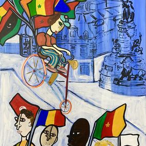 Painting, République, Enfant Précoce / Francis Essoua Kalu