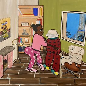 Painting, Tata et le vieux, Enfant Précoce / Francis Essoua Kalu