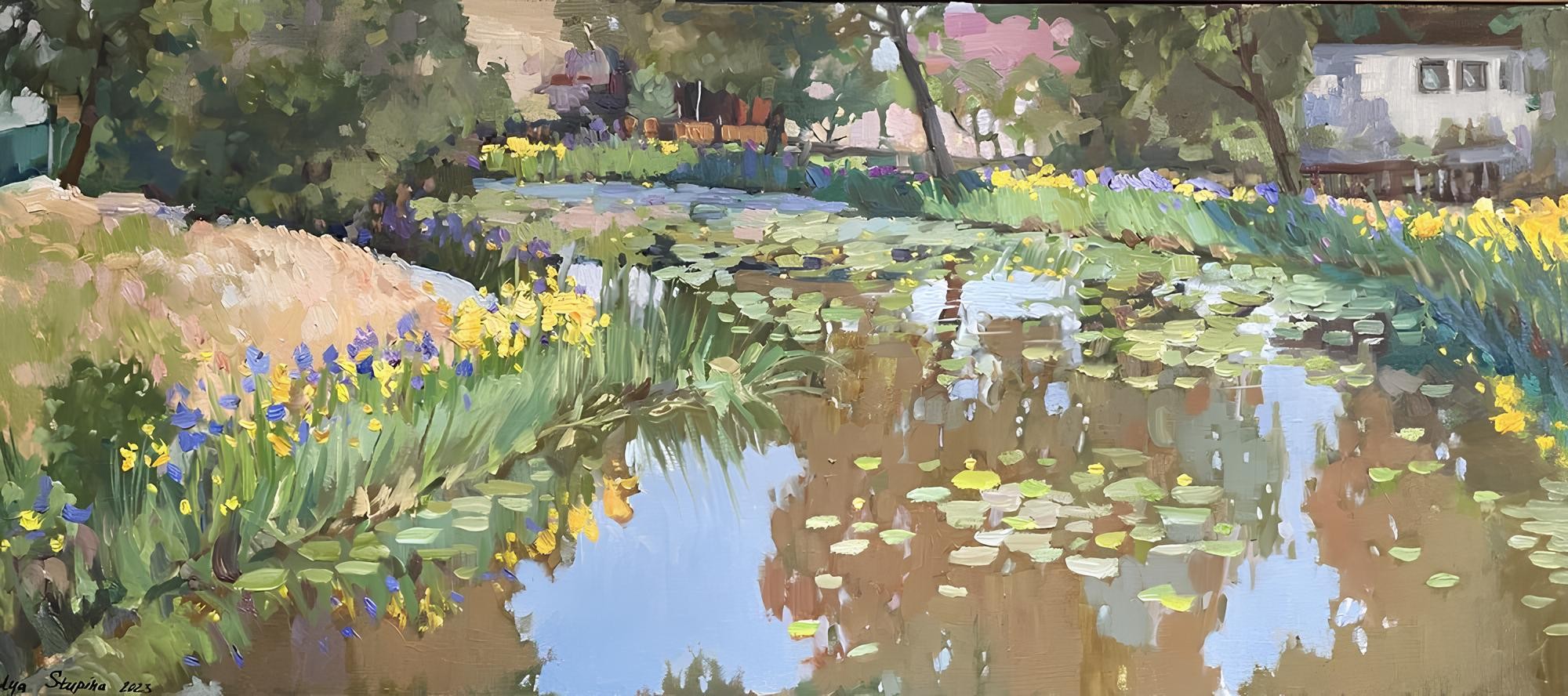 Nadezda Stupina, A pond with water lilies and irises 3 Nadezda Stupina, A pond with water lilies and irises 3