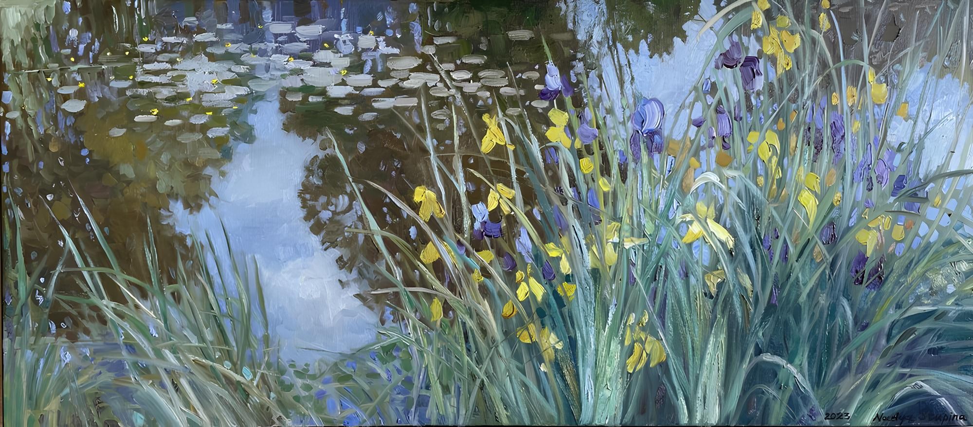 Nadezda Stupina, A pond with water lilies and irises 4 Nadezda Stupina, A pond with water lilies and irises 4