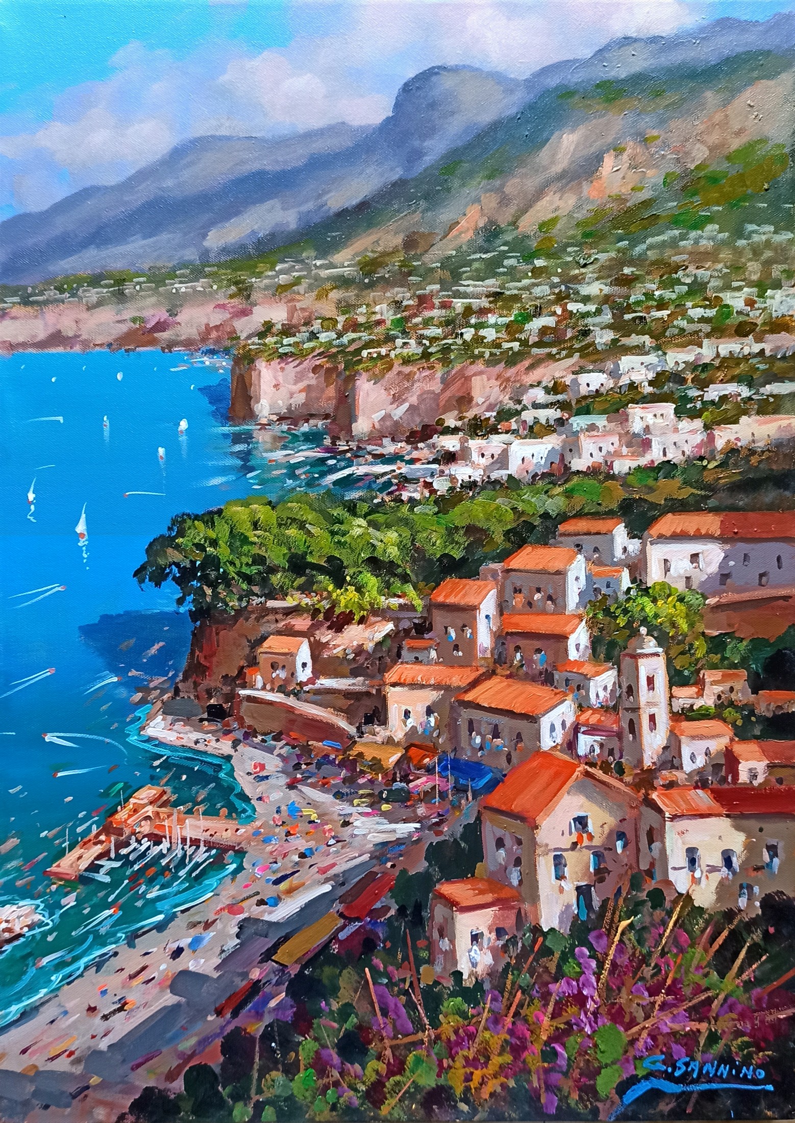 Gio Sannino, Vertical gulf view - Sorrento painting seaside Gio Sannino, Vertical gulf view - Sorrento painting seaside
