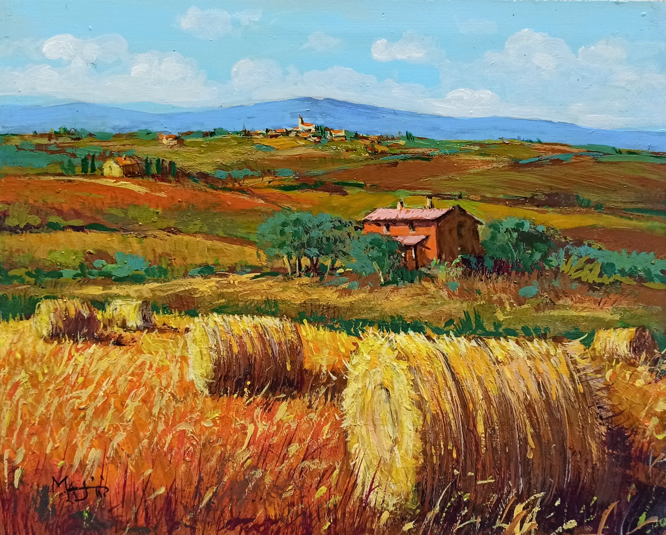 Gino Masini, Summer countryside - Tuscany landscape painting Gino Masini, Summer countryside - Tuscany landscape painting