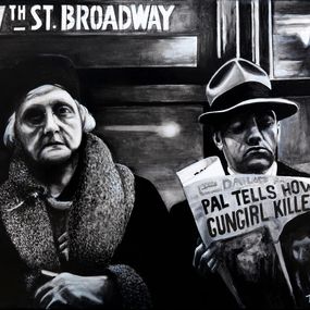 Painting, Subway passangers, Jean-Jacques Venturini