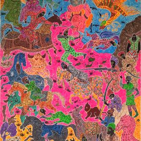 Peinture, War of demons and mystics, Mohammad Ariyaei