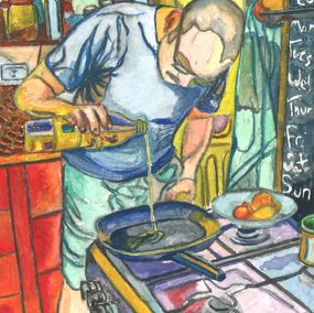 Gemälde, Preparing the pan, Dzovig Arnelian
