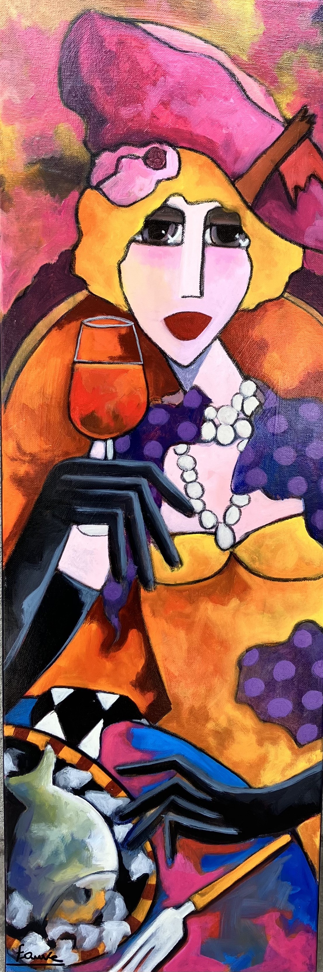 Martine Fauve Dechavanne, Femme au chapeau rose Martine Fauve Dechavanne, Femme au chapeau rose