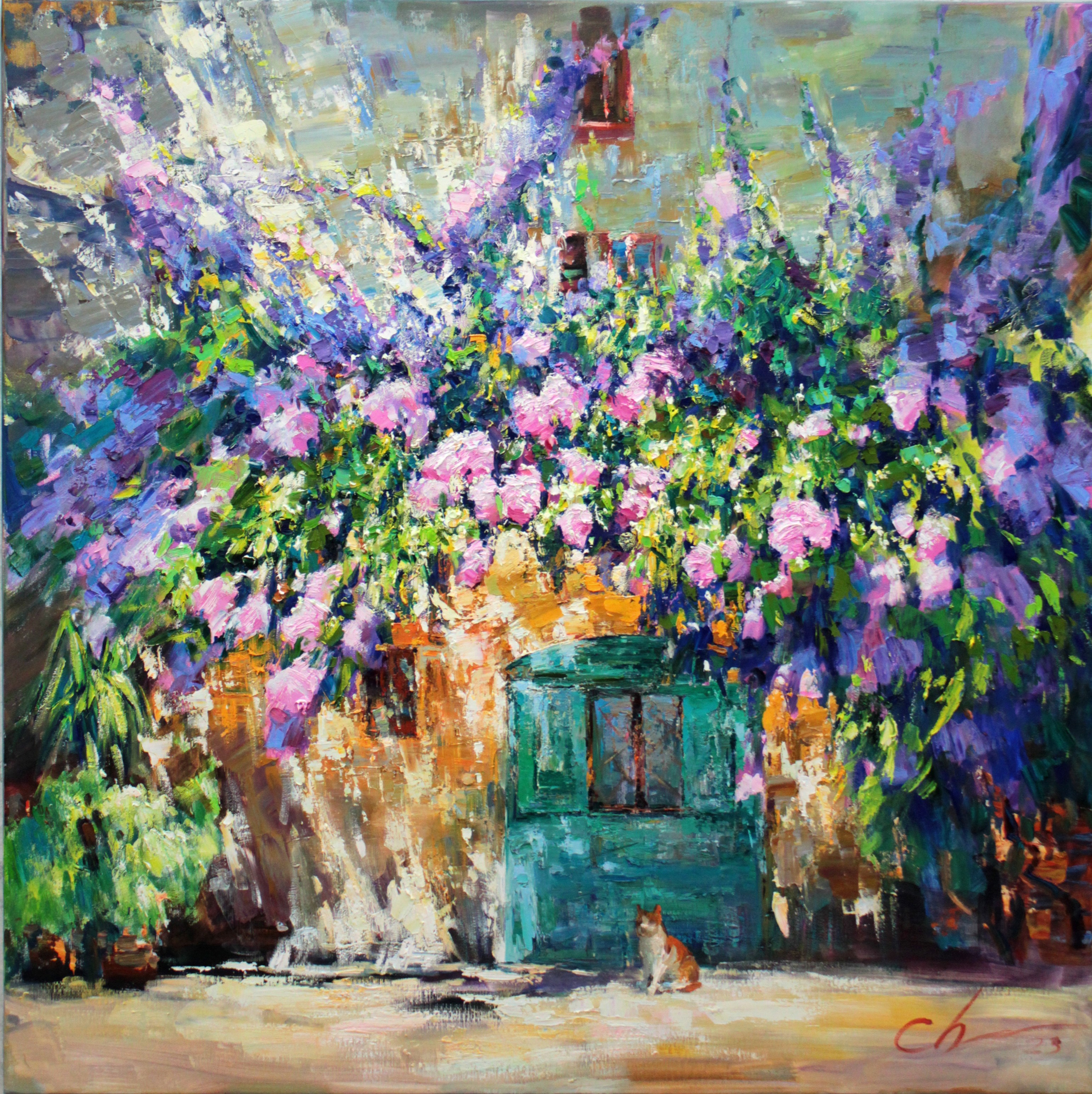 Serhii Cherniakovskyi, Blooming street Greece Serhii Cherniakovskyi, Blooming street Greece