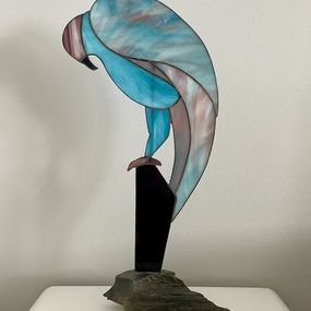 Sculpture, Totem Oiseau Bleu, Dominique Combe