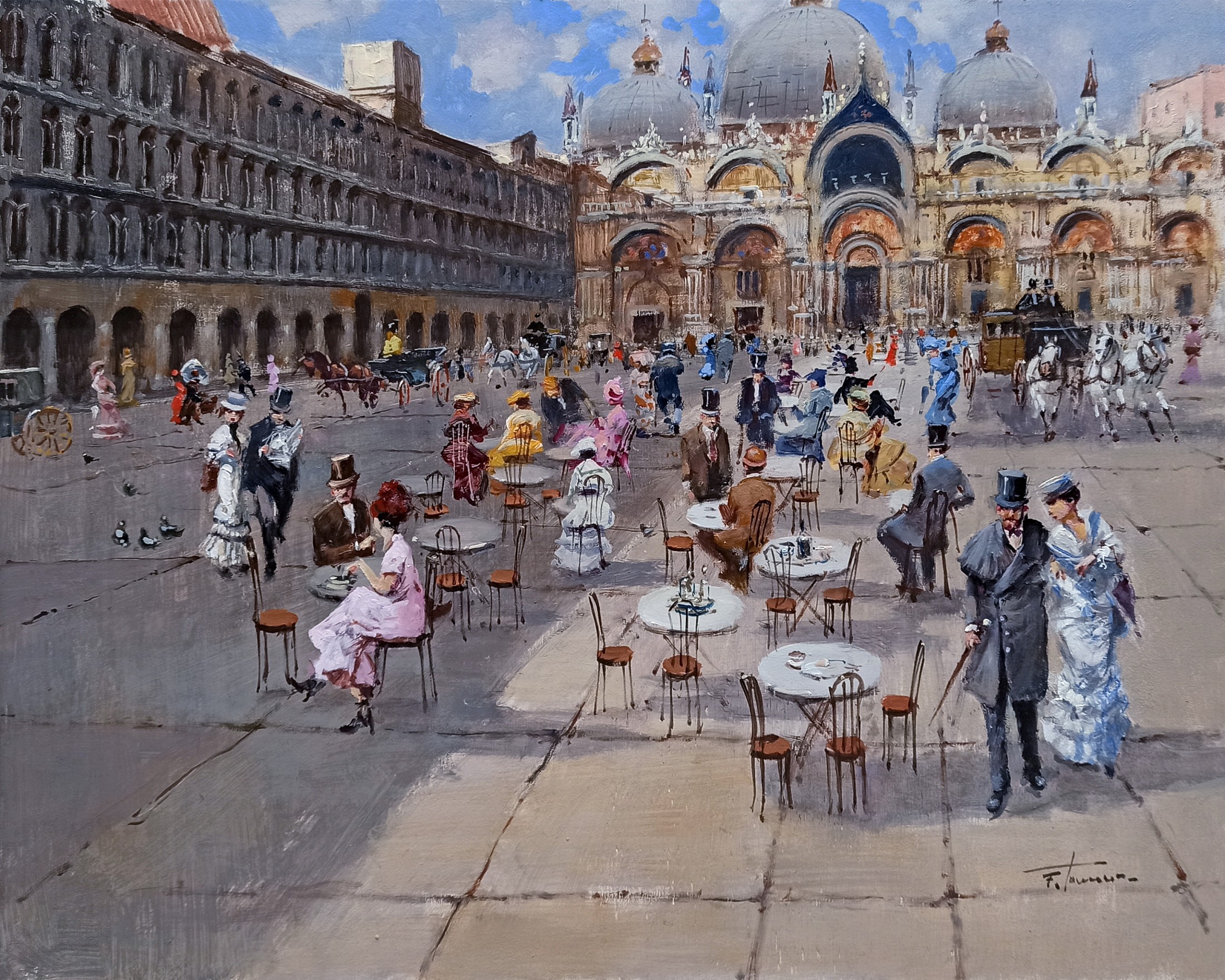 Francesco Tammaro, Piazza San Marco Venice - Old Italy Belle Epoque painting Francesco Tammaro, Piazza San Marco Venice - Old Italy Belle Epoque painting