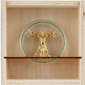 Sculpture, Homme de Vitruve Gold- Vitruvian Man, Imbue