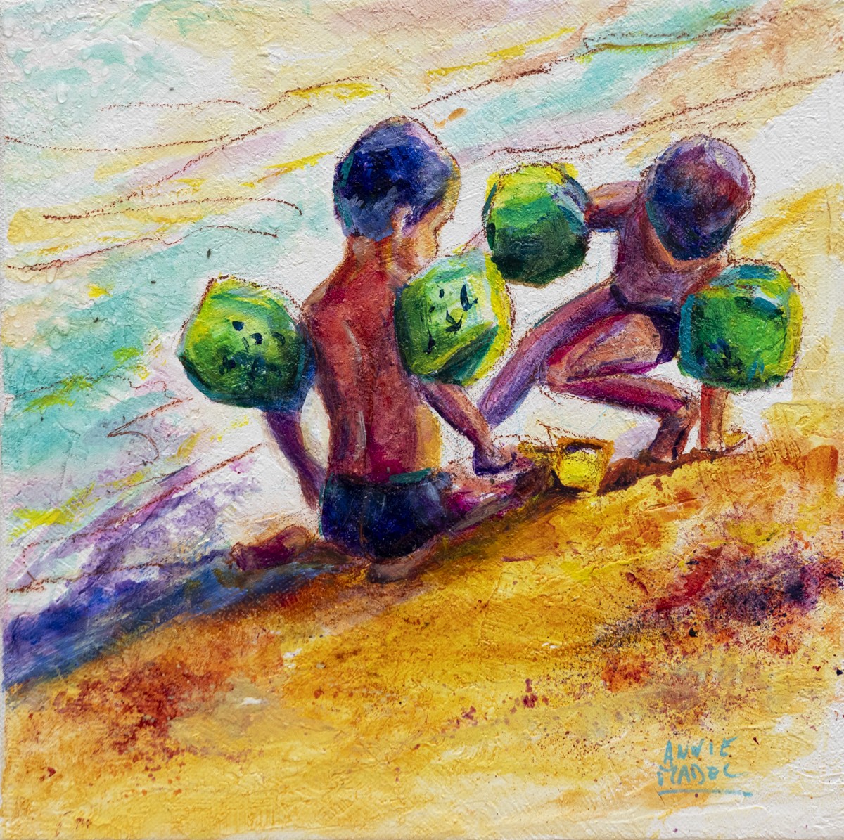Annie Madec, Sur la plage, enfants... Annie Madec, Sur la plage, enfants...