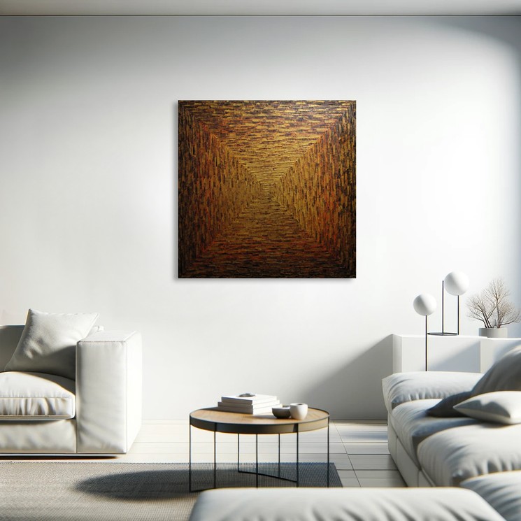 Jonathan Pradillon, Grand dégradé carré or orange violacé, Painting on canvas