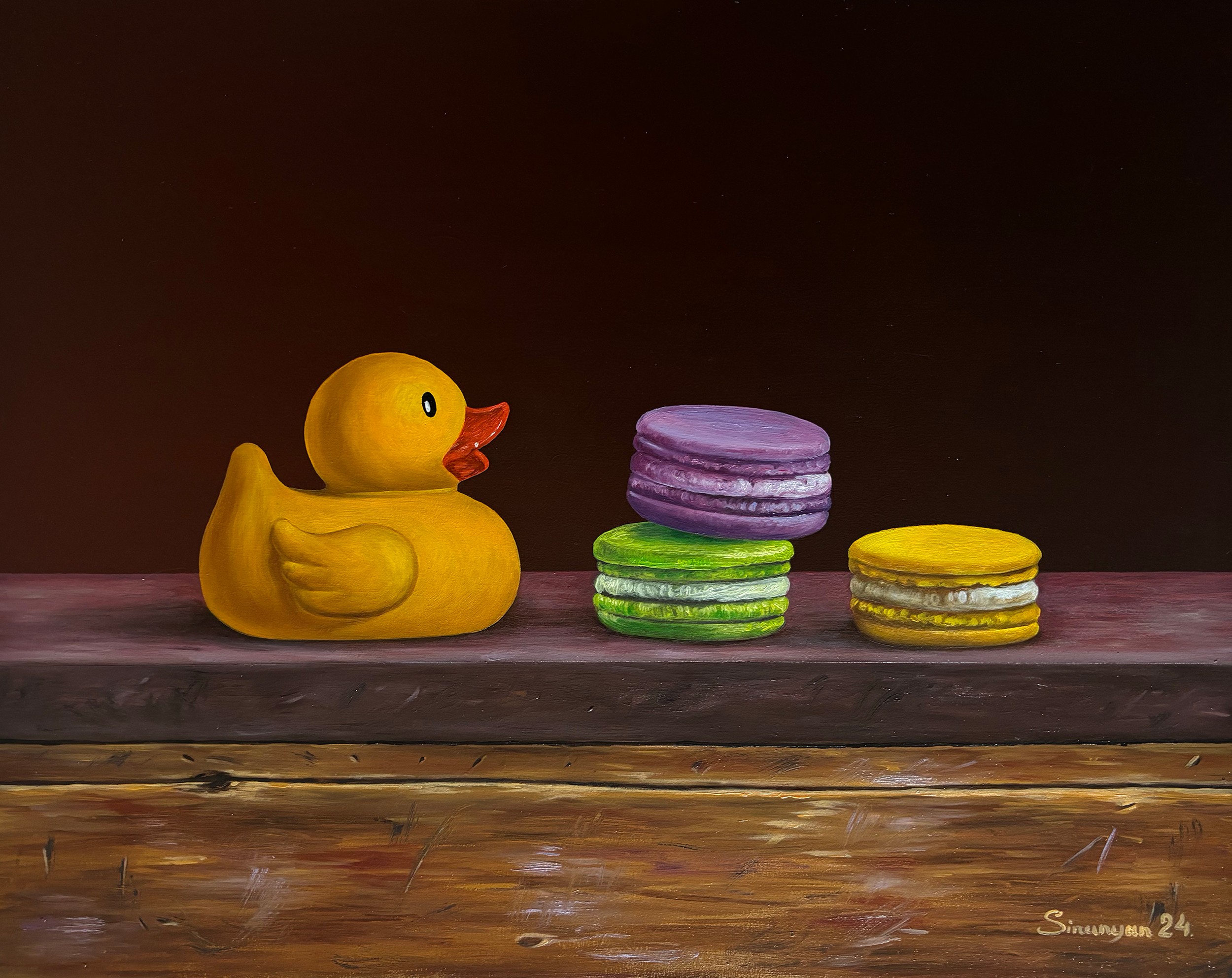 Gevorg Sinanyan, Still life swimming duck with croissant Gevorg Sinanyan, Still life swimming duck with croissant