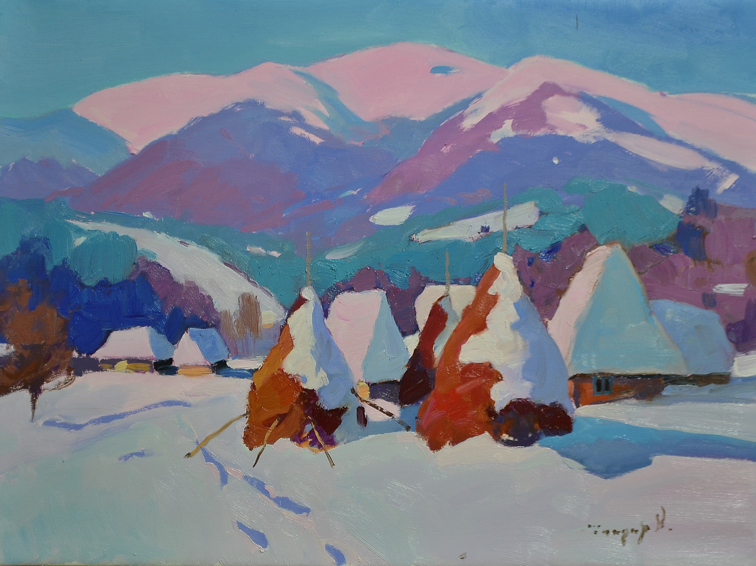 Alexander Shandor, Snow covered haystacks Alexander Shandor, Snow covered haystacks