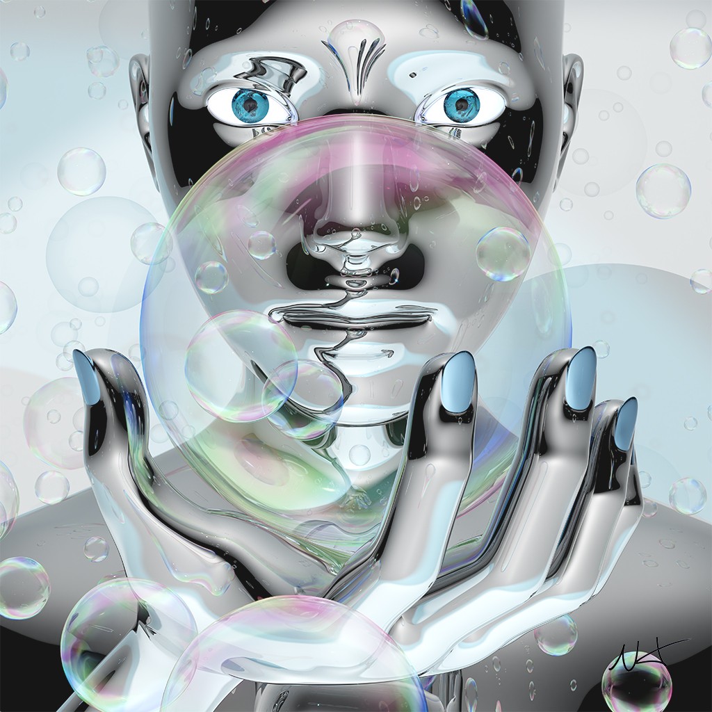 Nhico, Android Bulles Bleu 02 Nhico, Android Bulles Bleu 02