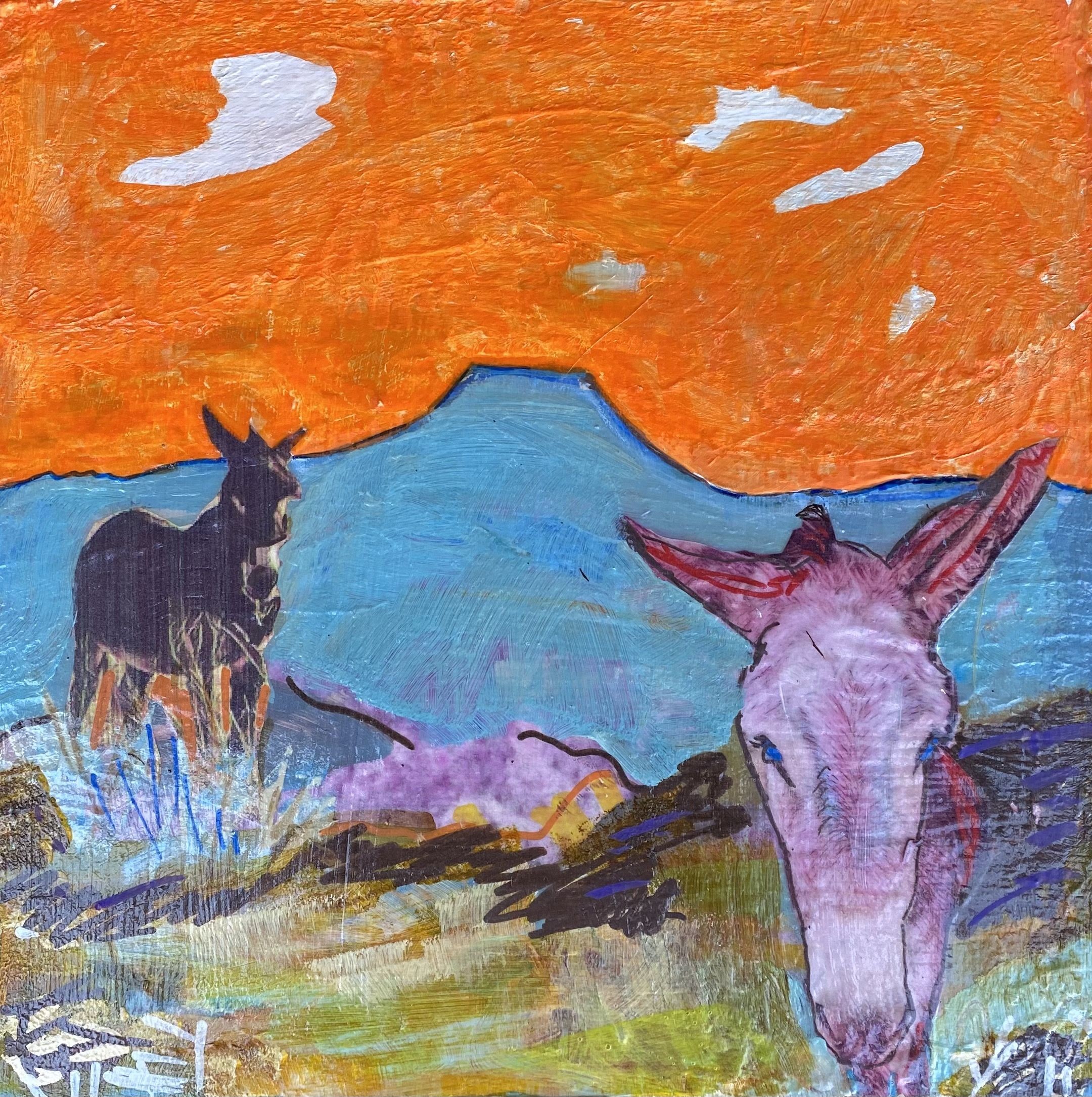 Mickey Bond, 2 Burros, Orange Sky Mickey Bond, 2 Burros, Orange Sky
