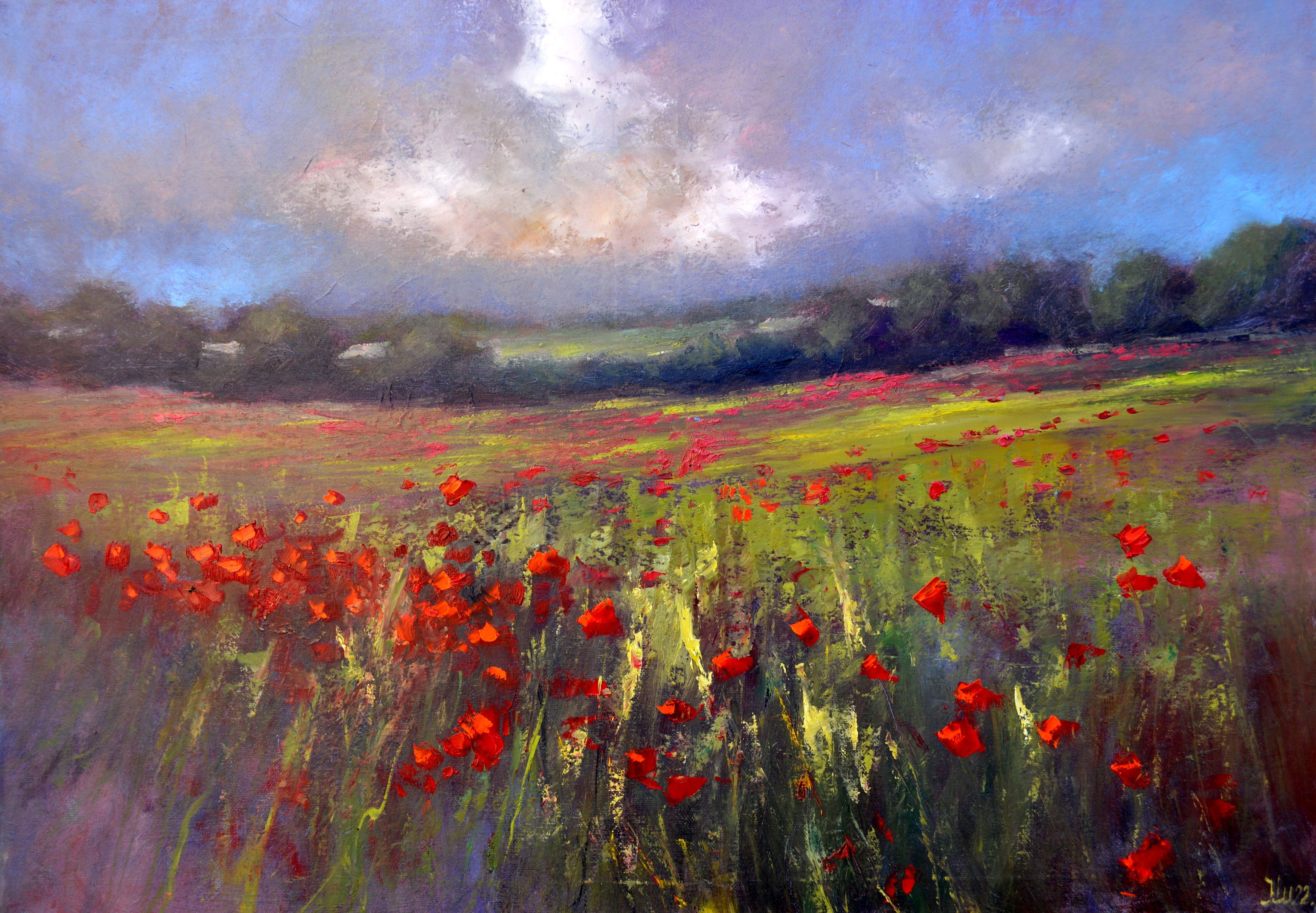 Elena Lukina, Landscape with poppy field Elena Lukina, Landscape with poppy field