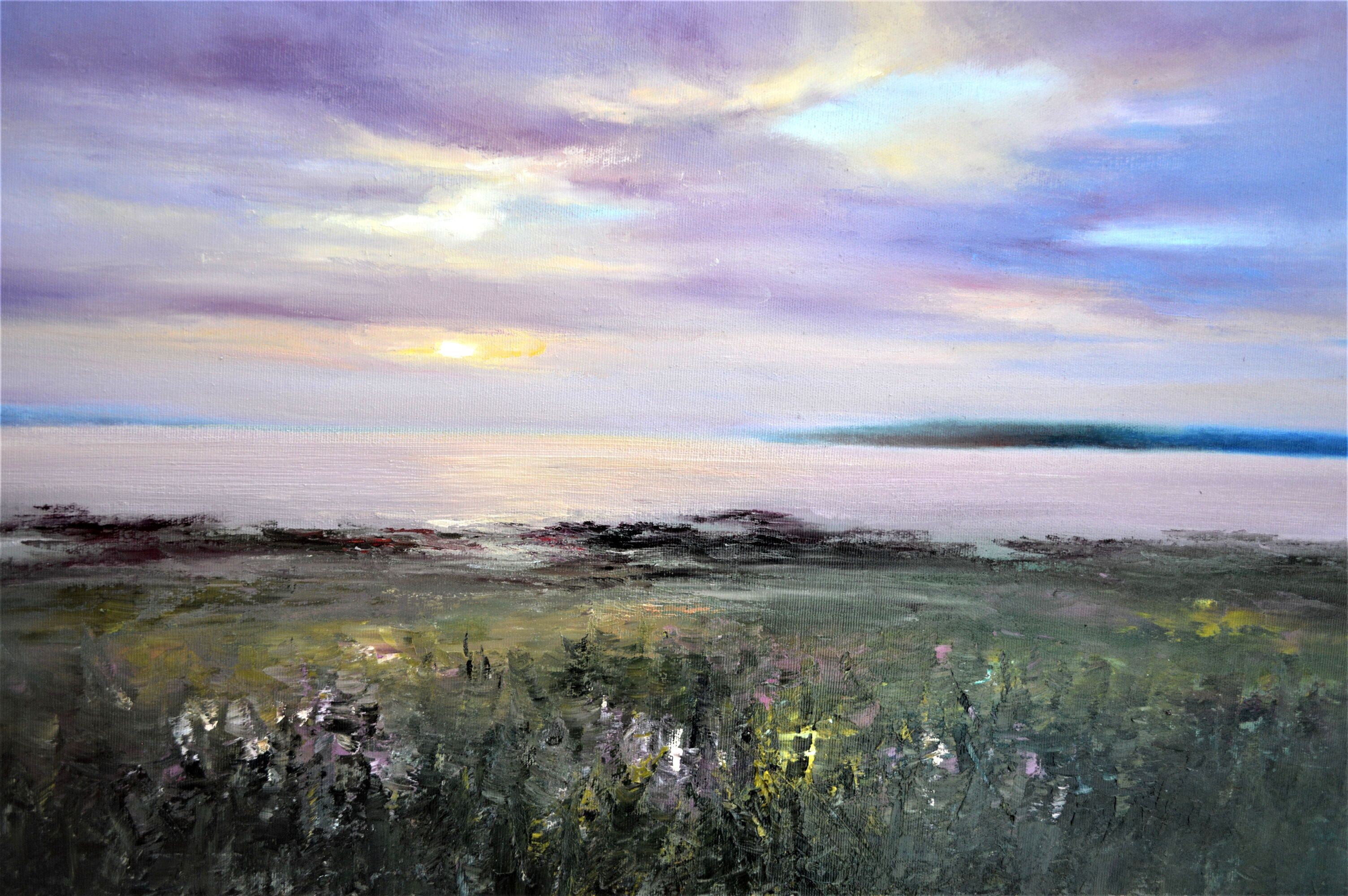 Elena Lukina, Pink sunset by the river Elena Lukina, Pink sunset by the river
