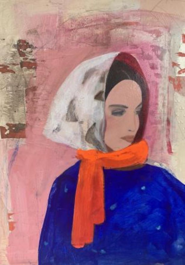 Nicolle Menegaldo, Woman in Blue with Headscarf Nicolle Menegaldo, Woman in Blue with Headscarf