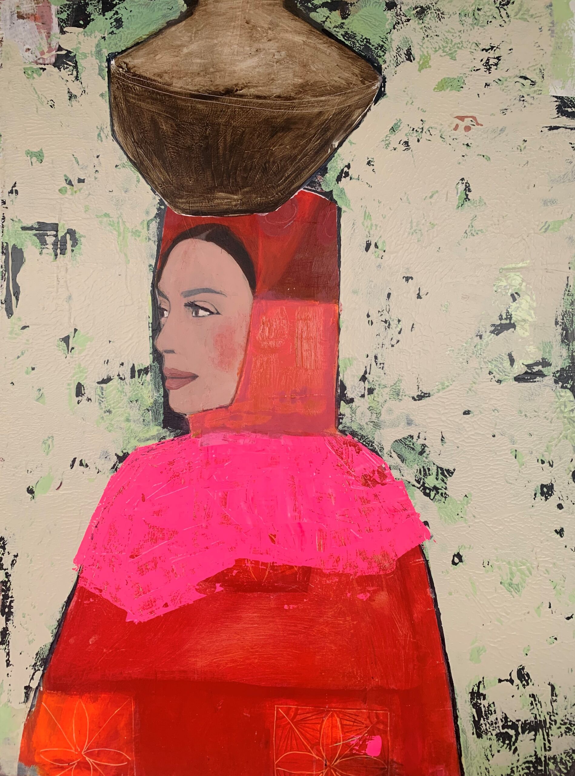 Nicolle Menegaldo, Pot Carrier with Pink Shawl Nicolle Menegaldo, Pot Carrier with Pink Shawl