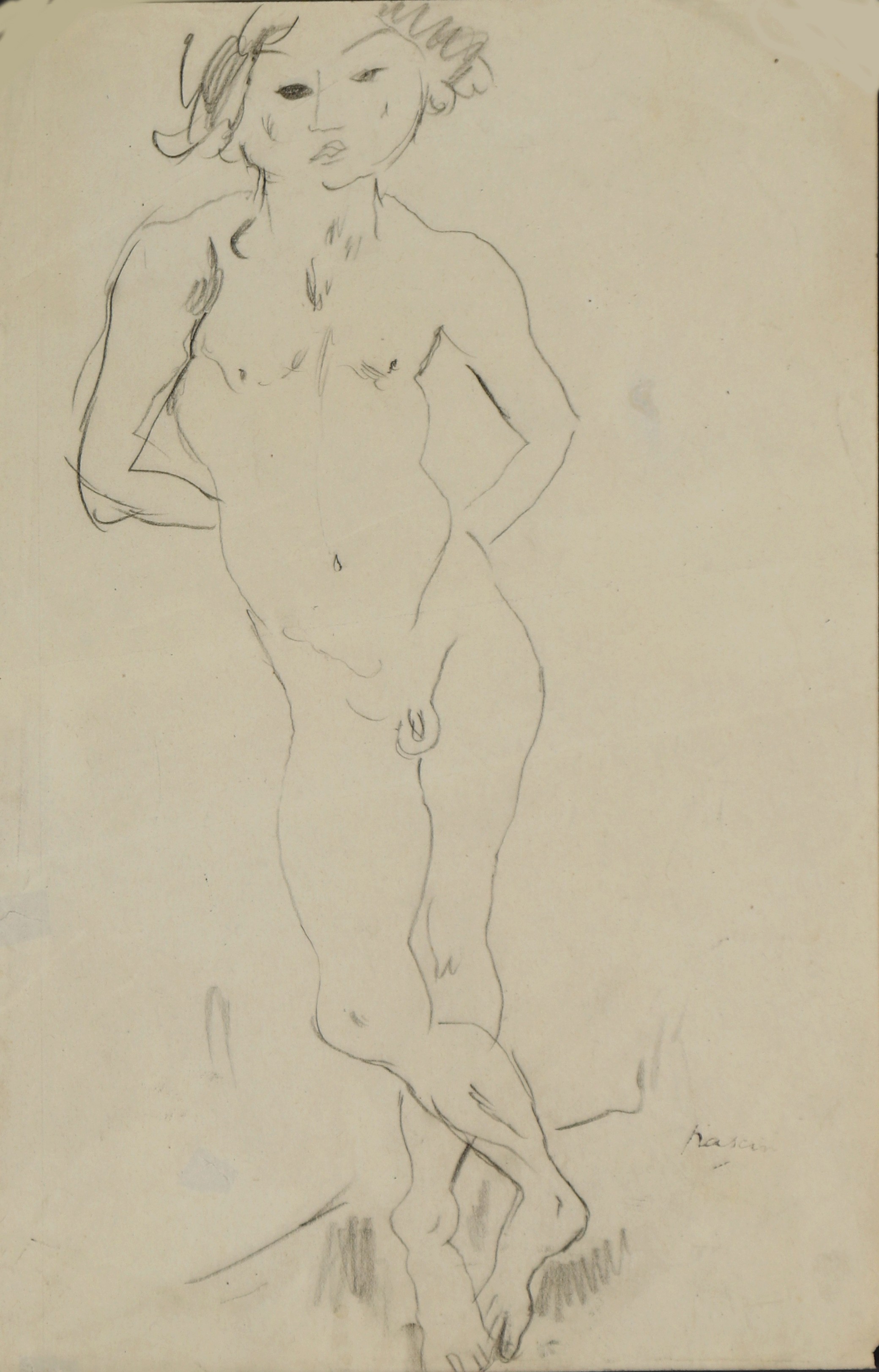 Jules Pascin, Jeune garçon adossé au mur Jules Pascin, Jeune garçon adossé au mur