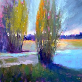 Peinture, Evening colors by the river, Elena Lukina
