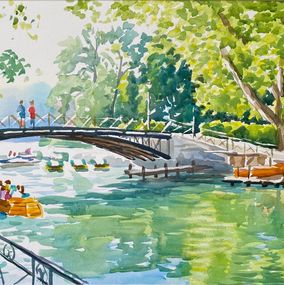 Peinture, Le Pont des Amours au printemps, Pascal Hayot