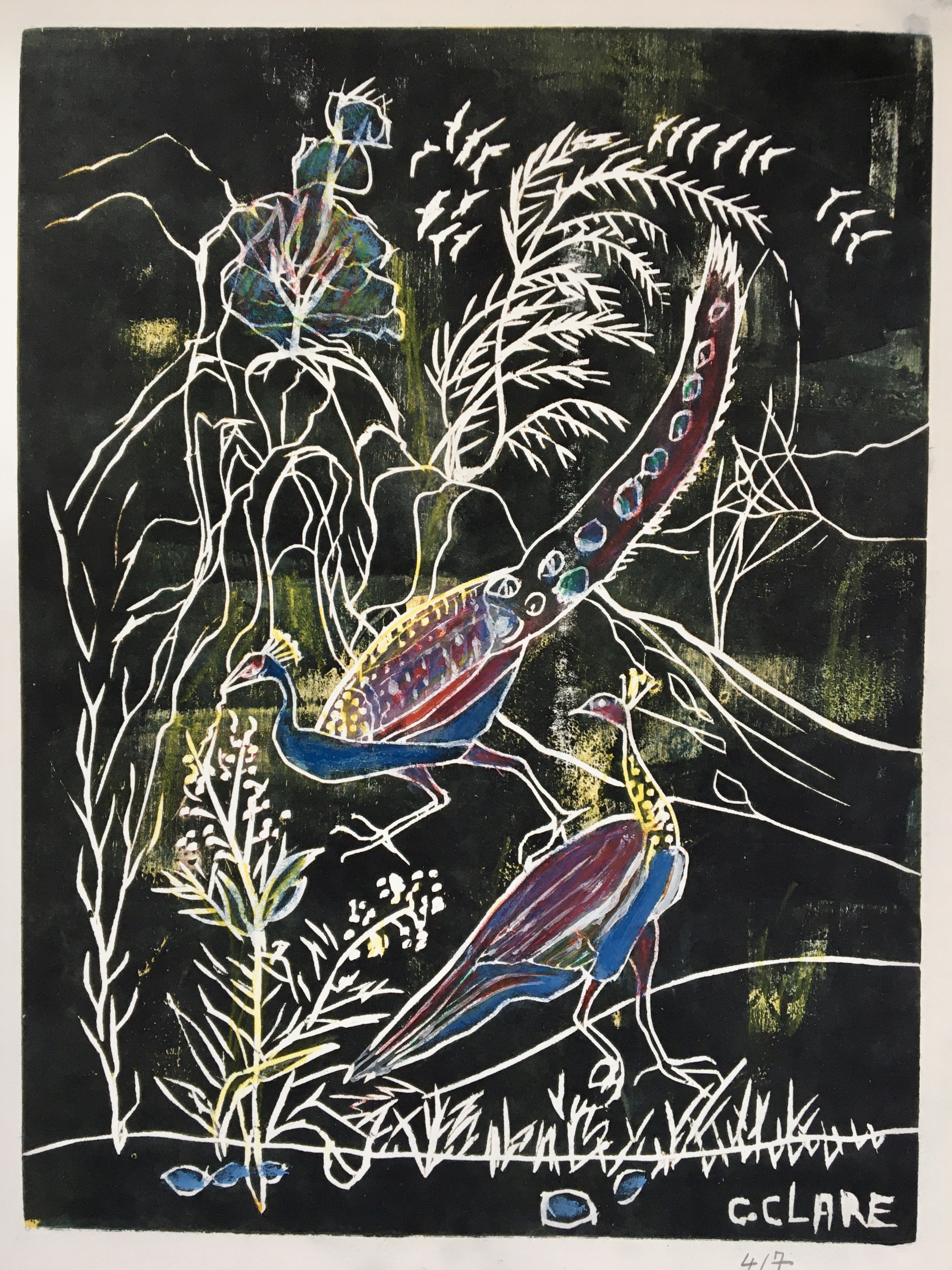 Catherine Clare, Couple de paons N°4, noir Catherine Clare, Couple de paons N°4, noir