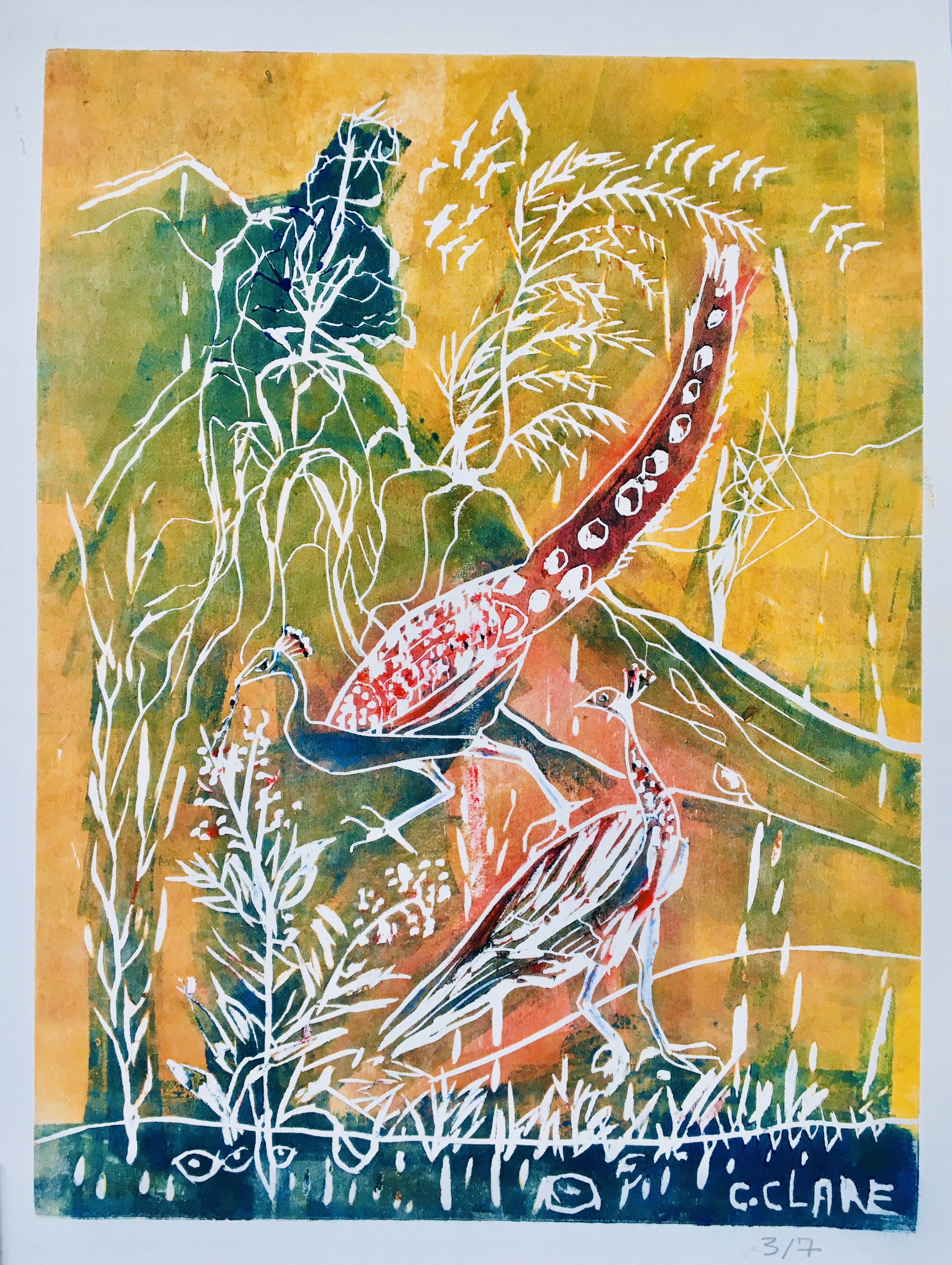 Catherine Clare, Couple de paons N° 6, vert Catherine Clare, Couple de paons N° 6, vert