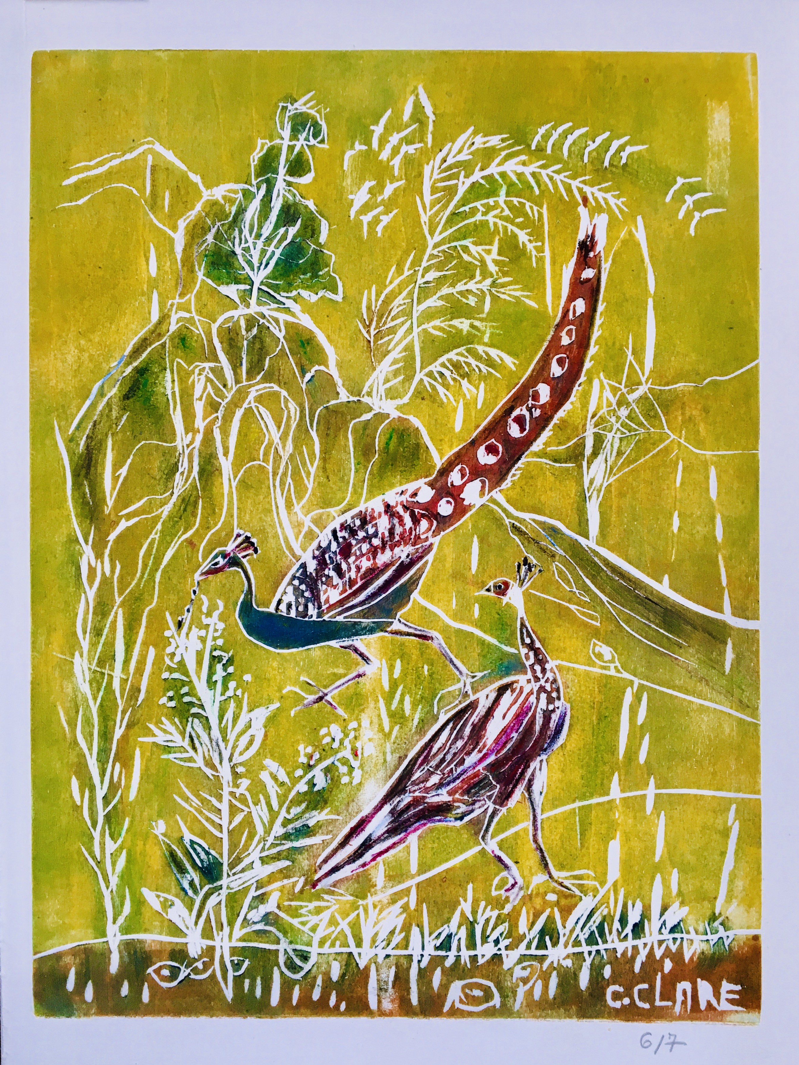 Catherine Clare, Couple de paons N° 6, vert Catherine Clare, Couple de paons N° 6, vert