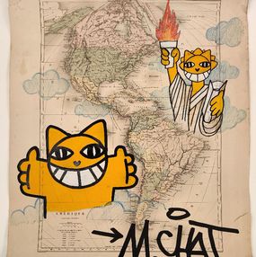 Gemälde, Carte de l'Amérique, M.Chat