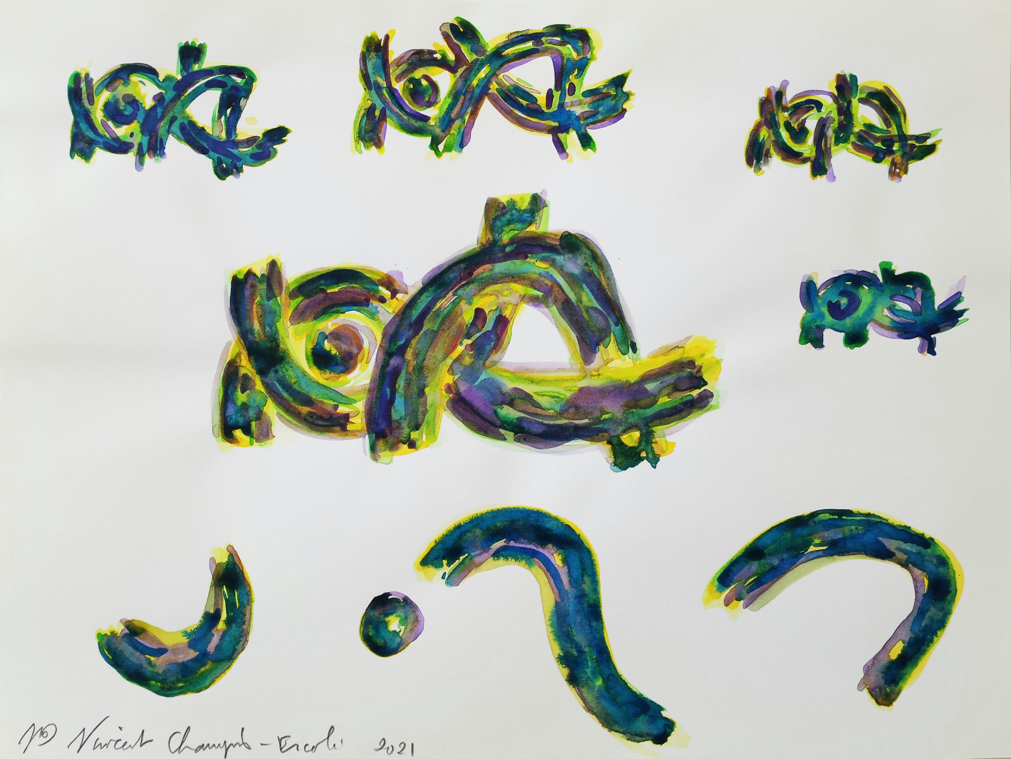 Vincent Champion-Ercoli, Recline (Aquarelle - Composition 1 - 6 juin 2021) Vincent Champion-Ercoli, Recline (Aquarelle - Composition 1 - 6 juin 2021)