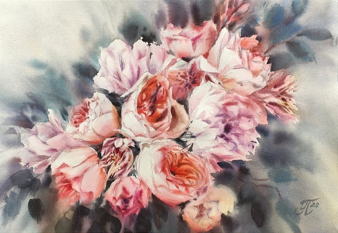 Irina Pronina, Rose boutique Watercolor flowers Peony and roses Irina Pronina, Rose boutique Watercolor flowers Peony and roses