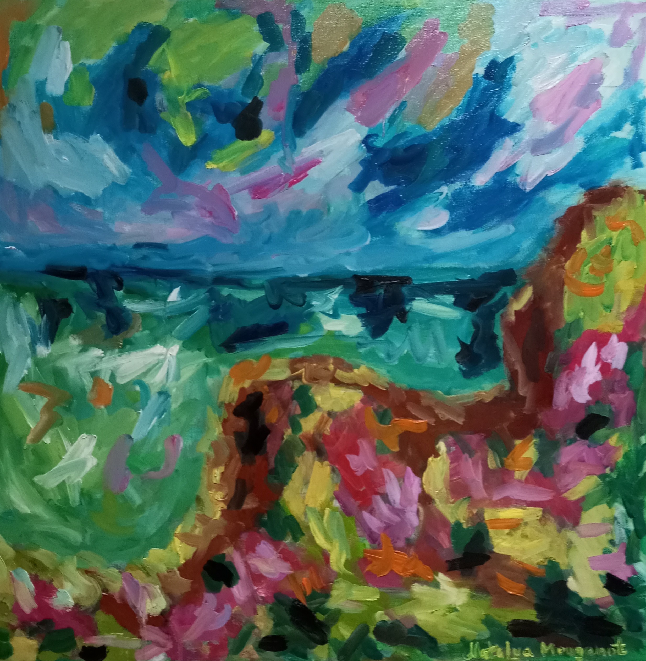 Natalya Mougenot, Cliff edge by the sea Natalya Mougenot, Cliff edge by the sea