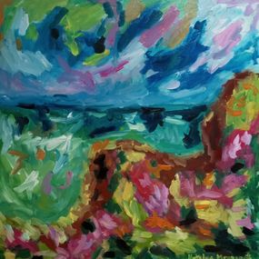 Pintura, Cliff edge by the sea, Natalya Mougenot