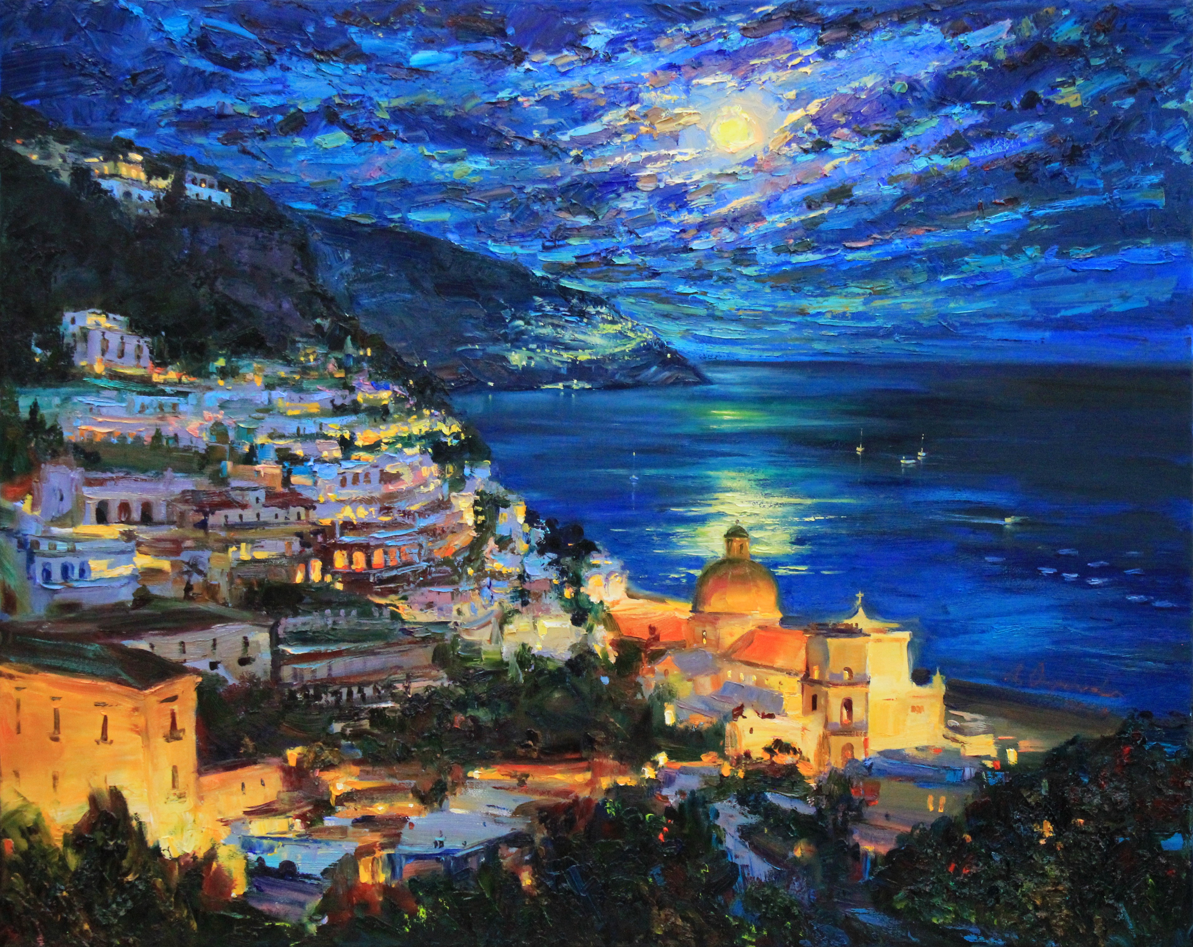 Alisa Onipchenko-Cherniakovska, Night Amalfi Coast Alisa Onipchenko-Cherniakovska, Night Amalfi Coast