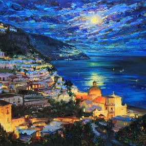 Painting, Night Amalfi Coast, Alisa Onipchenko-Cherniakovska