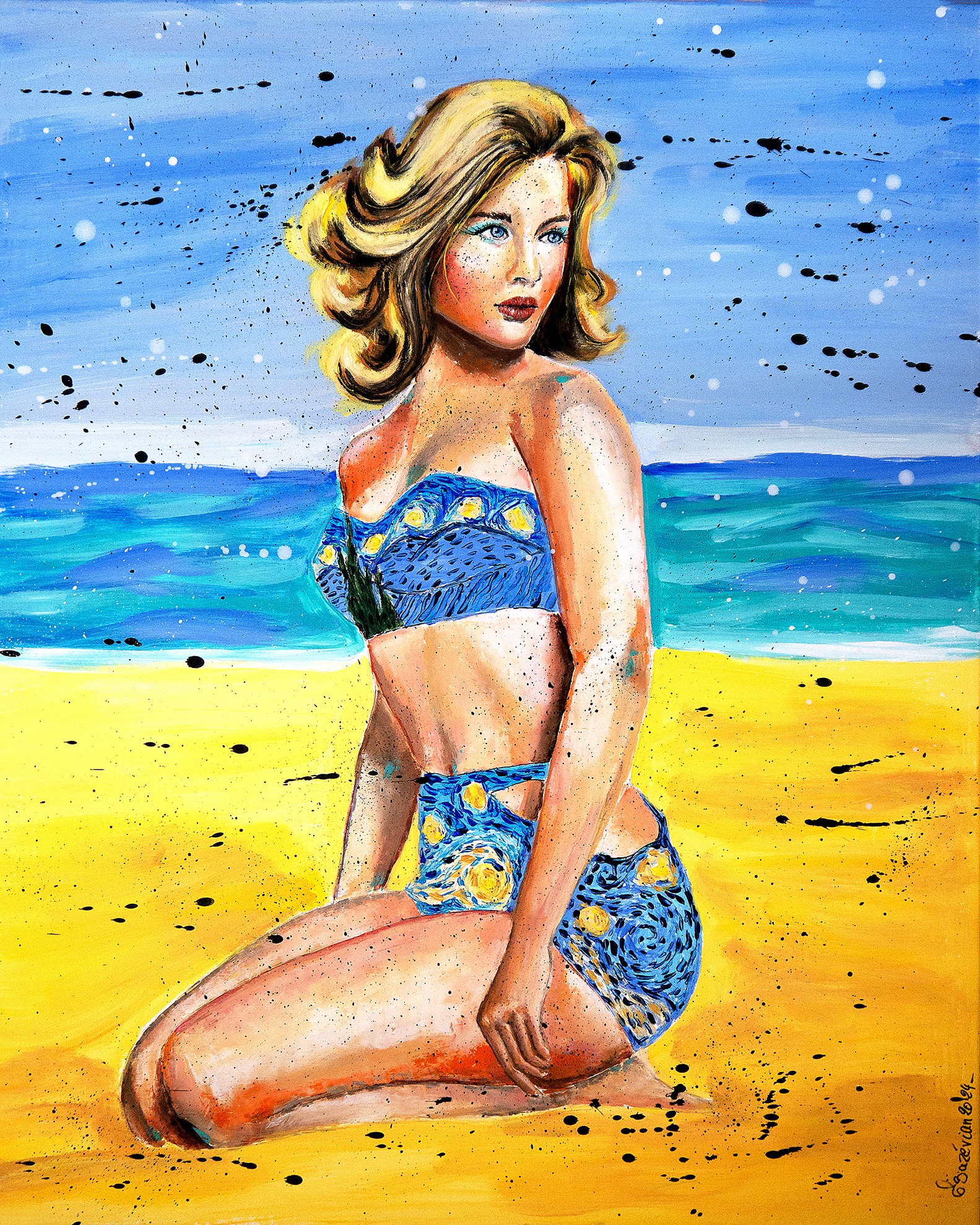 Bazévian Delacapucinière, French School - PS 240 Van Gogh Swimsuit Girl Impressionnist Bazévian Delacapucinière, French School - PS 240 Van Gogh Swimsuit Girl Impressionnist