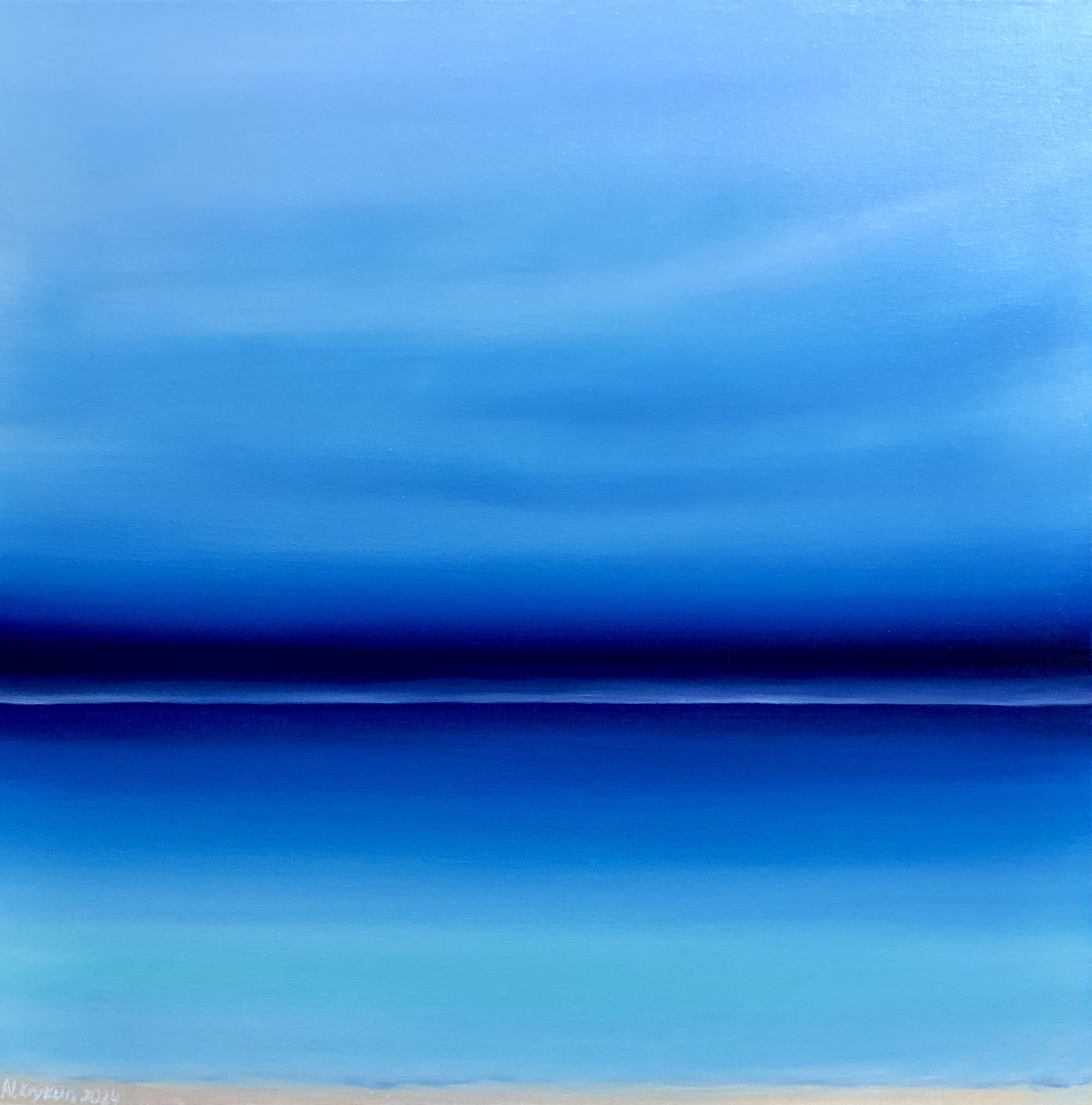 Nataliia Krykun, Seascape blue minimalism - Sunset, skyline, turquoise waves Nataliia Krykun, Seascape blue minimalism - Sunset, skyline, turquoise waves
