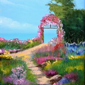Gemälde, Blooming arch by the sea, Elena Lukina